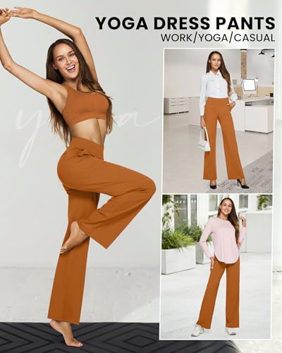 Image of G4Free EverGoing Yoga Pants Women Wide Leg Pants with Pockets High Waist Stretch Dress Casual Sweatpants Petite /Regular /Tall