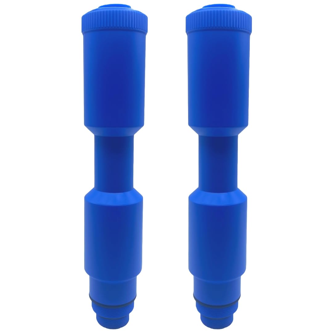 Poolzilla Lot de 2 bouchons d'hiver bleus pour skimmer – Piscine au-dessus et enterrée, protection de glace de 41,5 cm pour écumoires filetées de 3,8 cm et 5,1 cm avec valve de soufflage