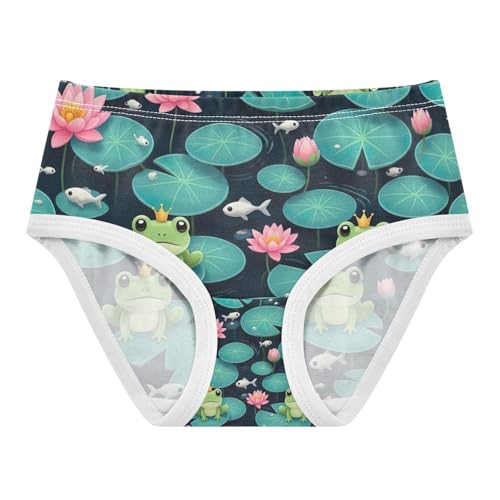 Toddler Girl Panties, Cute Cartoon Frogs Crowns Girls' Cotton Brief Underwear, 2–8 Years
