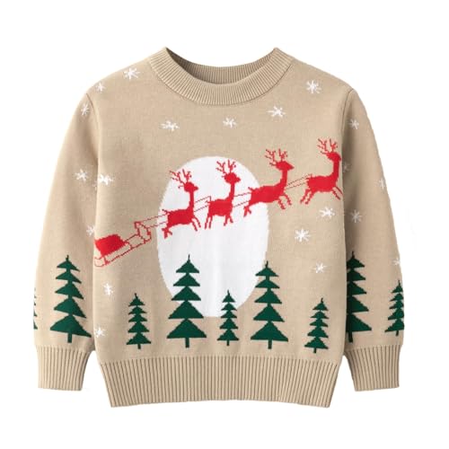 LMYOVE Kids Christmas Sweaters, Toddler Girls Boys Long Sleeve Knit Pullover Sweater Xmas Holiday Tops