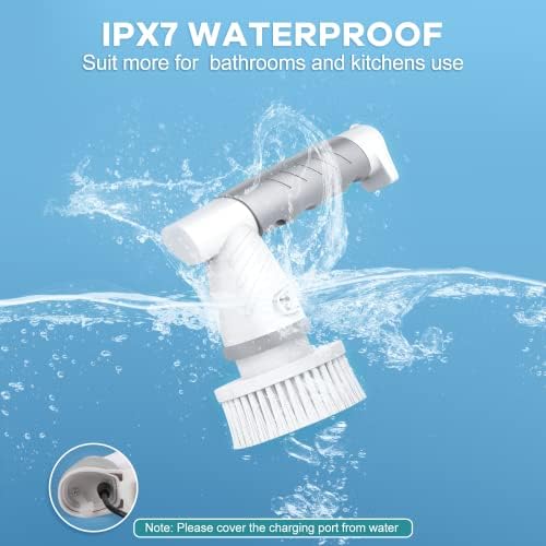 Electric spin scrubber cleaning brush shower cleaning brush for cleaning bathroom power scrubber with 5 brush heads,scrub brush,electric scrubber for bathroom, floor, tile, tub, kitchen, car