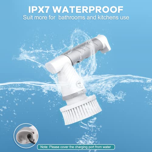 Portable Electric Spin Scrubber,Power Cleaning Brush For Cleaning Bathroom,Shower Scrubber With 5 Brush Heads,Electric Cleaning Brush For Floor,Tile,Tub,Kitchen,Car #TOP5