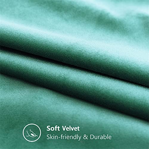 Aqothes Pack Of 2 Velvet Decorative Farmhouse Burlap Trimmed Tailored Edges Decor Pillow Cover Cushion Throw Pillows For Couch Sofa, 18 X 18 Inch, Teal #TOP4