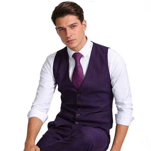 Image of Alizeal Mens Classic Solid Suit Vest Regular Fit Tuxedo Waistcoat