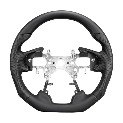 JIANGGAI Flat Bottom Black Microfiber Leather Steering Wheel With Black Center Line for Accord 9th Gen 2013-2017,With Perforated Leather Grips