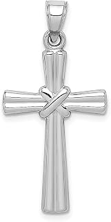 Colar com pingente religioso de cruz de ouro branco 14 k joias finas latinas para mulheres presentes para ela, Pedra Ouro branco Pedra