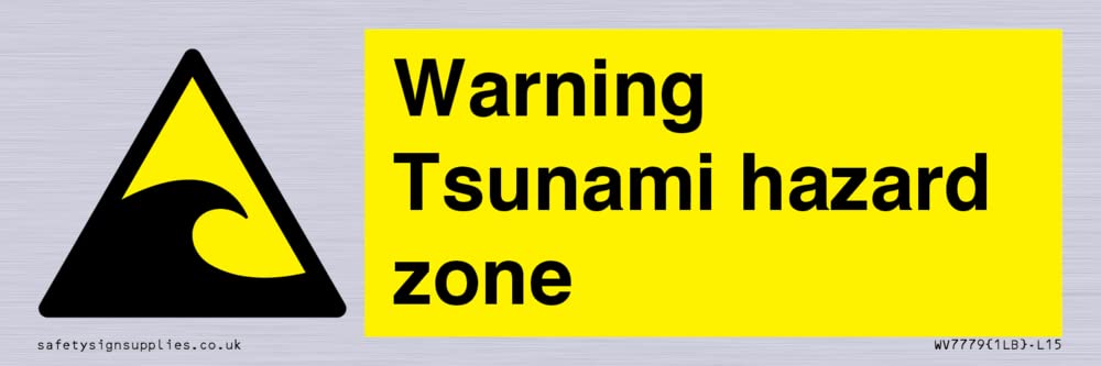 Warning Tsunami hazard zone Sign - 150x50mm - L15
