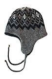 mit Ohrenklappen - 2 Kordeln kidka 019 Wollmütze mit Fleece - grau-schwarz Size M