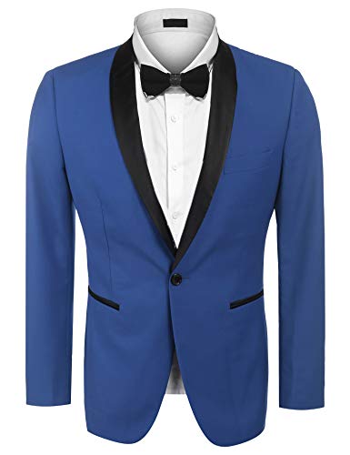 JINIDU Men's Slim Fit Blazer Jacket Casual One Button Suit Coat Wedding Business Daily Dress Suit