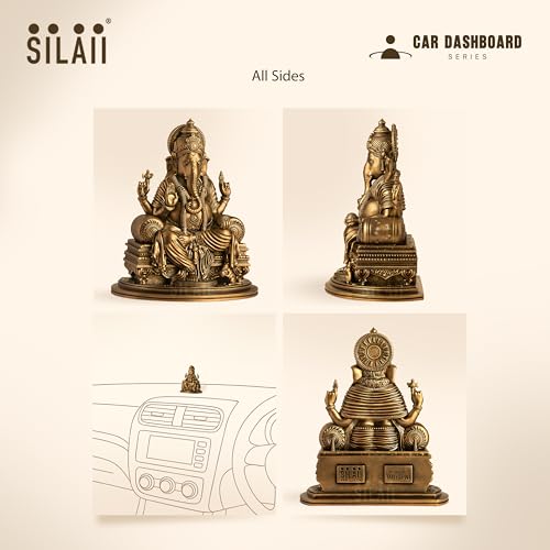Image of SILAII Lord Ganesha Car Dashboard Idol - 3 Inch | Artistically Crafted Ganesh Murti | Miniature Statue for Car Interior Decor | Ganesha Idols for Home & Office | Decorative Ganesha Idols