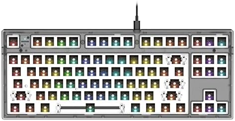 FL ESPORTS MK870 CMMK 87 Keys RGB Modular Mechanical Keyboard, 80% TKL Wired Gaming Keyboard DIY Kit w/Hot-Swap Switch Sockets (5-pin) & Customizable Software Supported (Barebones, Frosted Black)