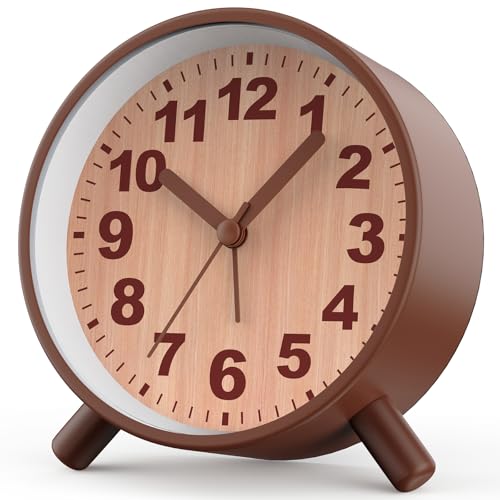 Anmileely Retro Analog Alarm Clock with Night Light, Battery Operated,Easy to Set Ascending