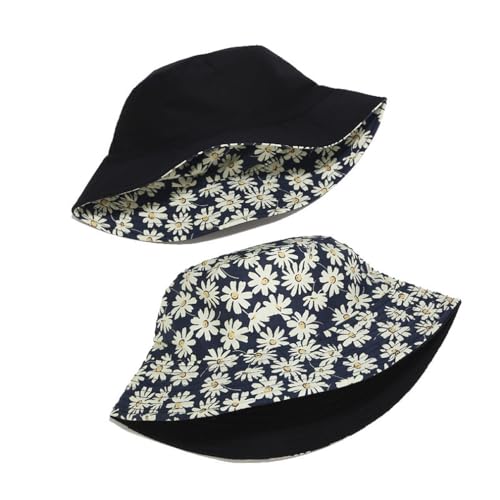 Image of Daisy Floral Print Bucket Hat for Women Men,Travel Sun Beach Cap,Unisex Fishing Outdoor Boonie