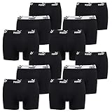 PUMA 12 er Pack Boxer Boxershorts Herren Unterwäsche sportliche Retro Pants, Farbe:200 - Black, Bekleidungsgröße:XL
