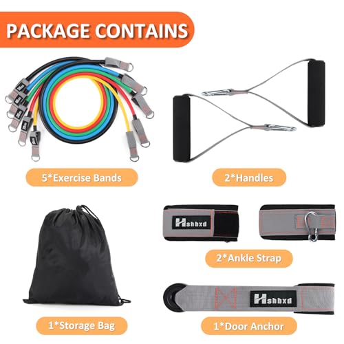 Image of Resistance Bands with Handles for Working Out Women and Men, Exercise Bands with Door Anchor, Stretch Bands for Home Workouts, Simple Guide Included