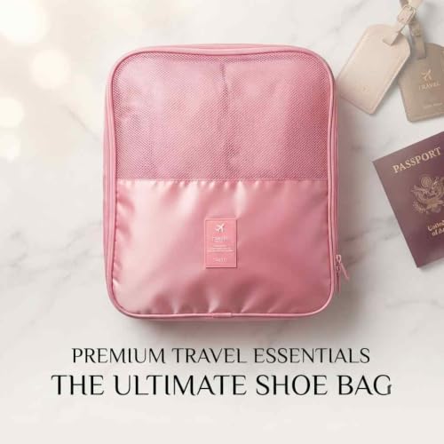 Image of Styleys 3 Pair Shoe Storage Bag Waterproof Travel Organizer Baby Pink