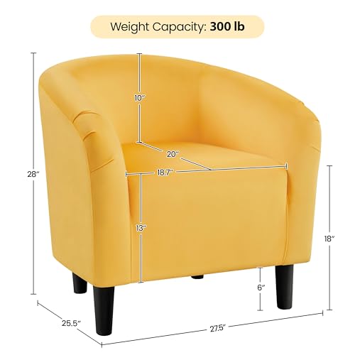 Image of Yaheetech Velvet Accent Chairs, Compact Furry Barrel Chairs with a Curved Silhouette for Small Spaces, Living Room, Bedroom, Yellow