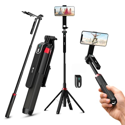 Image of Tygot T-185 Selfie Stick 68 inch (172 cm) for Mobile with Tripod Stand, Detachable Bluetooth Remote, 360 Rotating Head, Adjustable Phone Holder, Extendable Selfie Stick for Photography & Vlogging