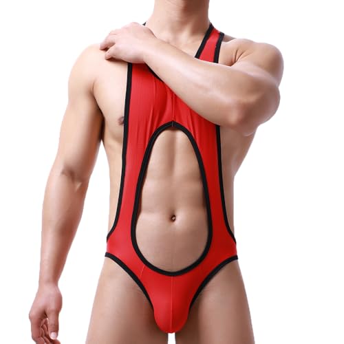 Mens Bodysuit Thong G-string Leotard Mesh Wrestling Singlet Jumpsuit Underwear Base Layers3