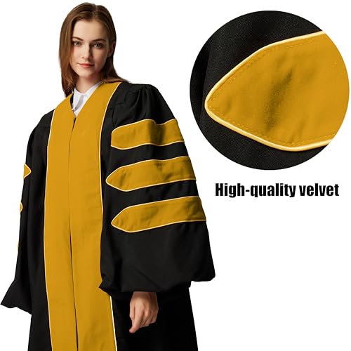 Image of MyGradDay Unisex Deluxe Graduation Doctorate Robe with Gold Piping Available for Customization