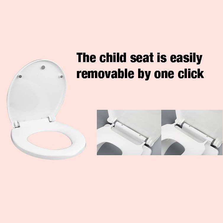 PandaEar Toilet Seat with Build-In Toddler Potty Training Seat, Elongated Toilet Seat with Splash Guard for Toddler Training, Easy to Install & Slow Close