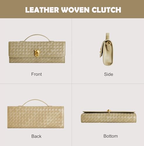 Image of Woven Clutch Purses for Women, Leather Evening Clutch, Handmade Woven Shoulder Bag Crossbody Bag