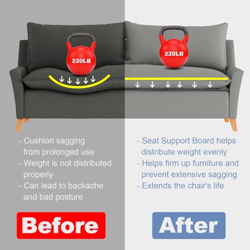 VERONLY Heavy Duty Couch Cushion Support Board to Fix Sagging Sofas, 17"x66" Sofa, Thick Boards Add Strong Seat Supports, Stays in Place, Replacement Stuffing Under Couches, Black - Thumbnail 7