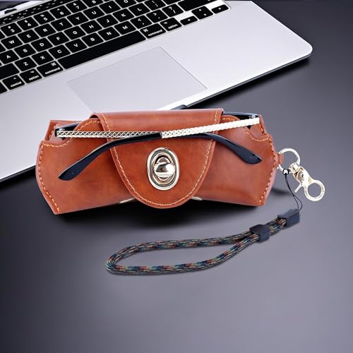Image of Leather Sunglasses Pouch with Holster Clip, Portable Eyeglass Organizer Pouch Bags for Travel Hanging Backpack