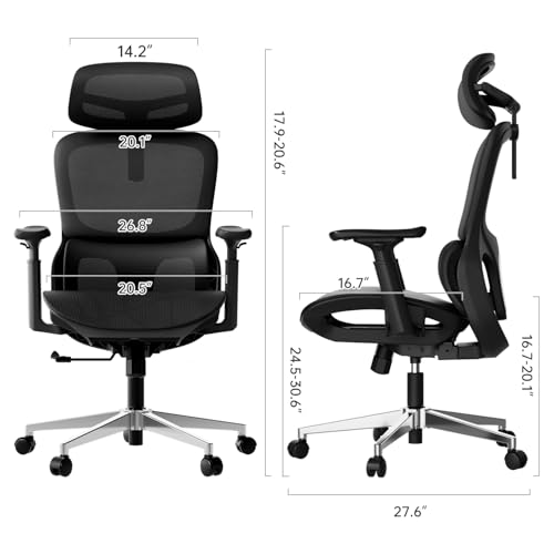 Image of Hbada P2 Ergonomic Office Chair, Office Chair with 3D Lumbar Support, Mesh Chairs with 3D 360 Rotation Arms, 3D Headrest & Comfortable Seat, 135 Stepless Tilt Function, Black