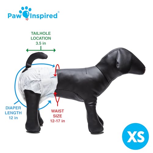 Image of Paw Inspired 32ct Disposable Dog Diapers | Female Dog Diapers Ultra Protection | Diapers for Dogs in Heat, Excitable Urination, or Incontinence (X-Small)