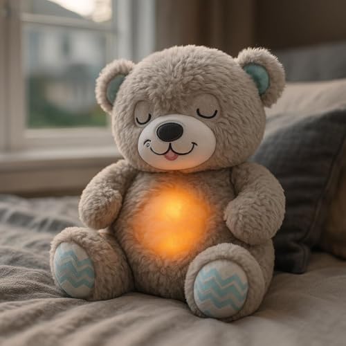 Image of GERIX Teddy Bear Sound Toy with Light and Music for Kids Stuffed Animal Plush Toys 1-5 Years Boys Girls Birthday Gift (Grey)