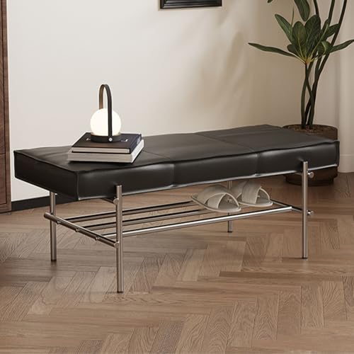 Klgfbdc Black Bedroom Shoe Bench, Upholstered Shoe Rack Bench With Pu Leather, Organizer Entryway Bench, Storage Bench For Kitchen, Dining Room, Hallway, Balcony, Terrace(,80Cm/31.5In)
