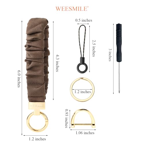 Image of WEESMILE Scrunchie Keychain Wristlet for Car Key Chain with D Key Ring