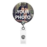 WIRESTER Round 2 inch Personalized Retractable ID Badge Holder Alligator Clip, Custom Badge Reel with Your Photo for Office Worker, Medical MD RN, Nurse, Doctor, Teacher, Student