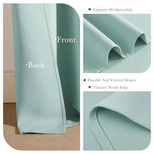 Image of PONY DANCE Aqua Blackout Curtains 80 inch Long 2 Panels Set, Thermal Insulated Solid Grommet Closet Curtains for Bedroom Closet Door, Temporary Doorway Cover Room Divider Drapes, W 55 inch x L 80 inch