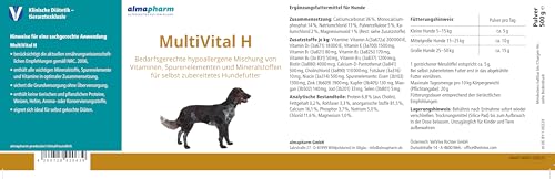almapharm MultiVital H | 500 g | Ergänzungsfuttermittel für Hunde | Bedarfsgerechte hypoallergene Mischung von Vitaminen, Spurenelementen und Mineralstoffen