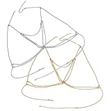 TEHAUX Cadena de Sujetador Gemas de Imitación para Mujer Collar Colgante de Cuerpo Multifunción 2 Piezas Oro y Blanco K Joyería Corporal para Fiestas y Festivales