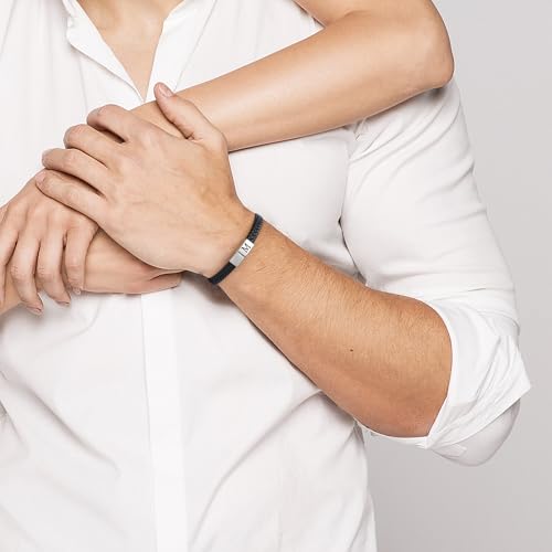 Leather Bracelets for Mens Gifts - Premium Genuine Leather Adjustable Stainless Steel Magnetic Clasp Mens Initial Bracelet, Unique Gifts for Men Husband Dad Son4