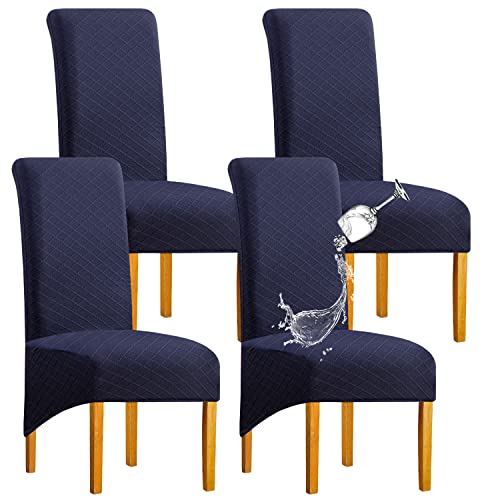 SHENGYIJING Large Chair Covers for Dining Room Stretch Spandex Fabric High Back Chair Covers Washable Removable Dining Chair Cover Set of 4 XL Chair Protector Slipcover