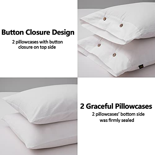 Mildly 100% King Organic Washed Cotton Duvet Cover, Comfortable Simple Style Bedding White Duvet Cover Set, King Duvet Cover Set With Zipper Closure (No Comforter)-King #TOP5