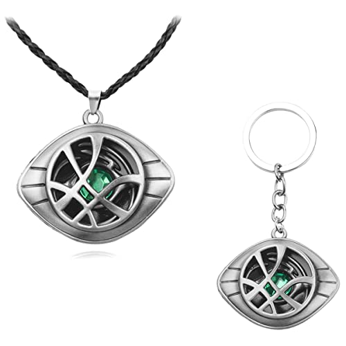 Paquete de 2 collares extraños de médico y llavero, ideal para fanáticos del Dr. Strange, Zinc