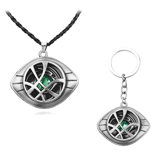 Paquete de 2 collares extraños de médico y llavero, ideal para fanáticos del Dr. Strange, Zinc
