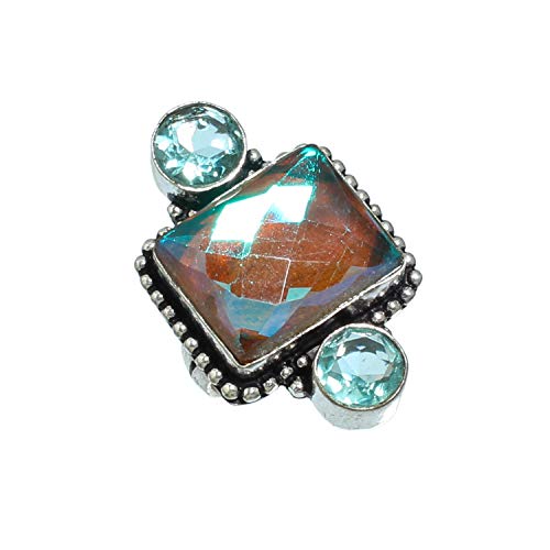 Bague topaze noire mystique argent 925 taille 54 anti-ternissement fait main
