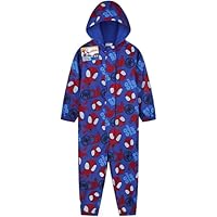 Marvel Spidey Rain Suit for Boys Toddlers Waterproof Hooded Fleece Lined Kids Rain Gear Waterproof Coveralls Gifts for Kids (5-6 Years, Blue)