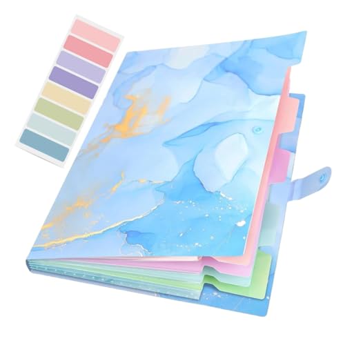Image of Corslet Expanding File Folder, Folders for Important Documents Organizer, Accordion File Organizer, Aesthetic Folders for School Students, 5 Pockets File Folder for Home Bills (White Blue Marble)