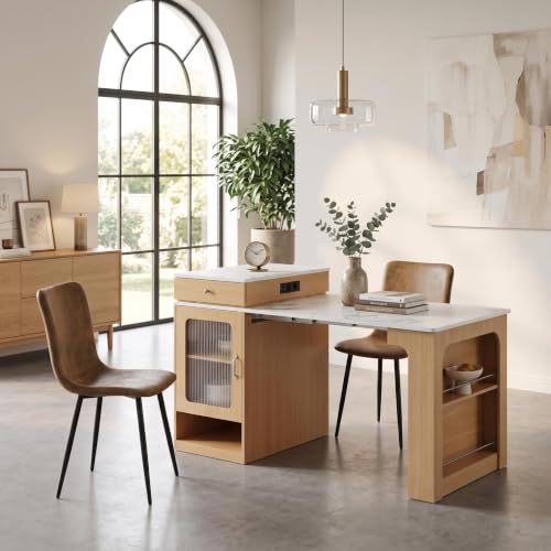 Mesa extensible de comedor soluciona falta de espacio con 2 sillas y almacenamiento 3