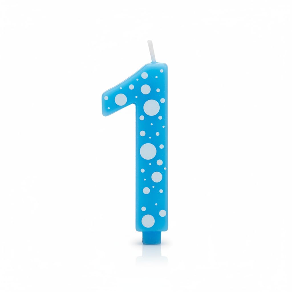Candela di Compleanno a Pois, 12,5 cm (azzurro 1)
