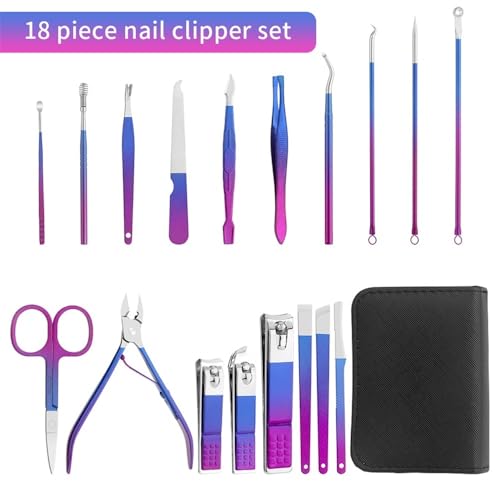 Kit de manucure et pédicure professionnel 9 pièces avec outils de toilettage en acier inoxydable et étui de voyage