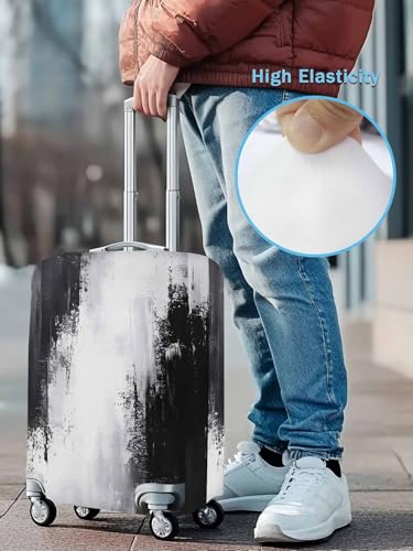 Abstract Travel Luggage Cover, Black White Color Block Anti-scratch Elastic Luggage Covers For Suitcase Protector, Washable Baggage Covers3