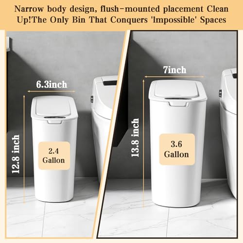 Caneca de basura blanca con sensor 2 unidades 5 y 2.6 gal miniatura 2